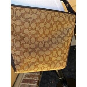 Coach Brown Signature Canvas Crossbody with Gold Dufflette